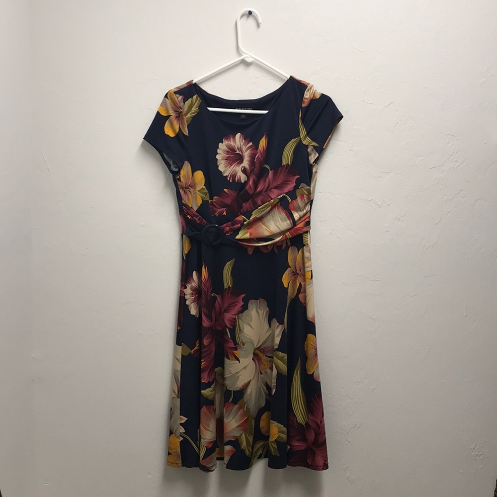 Belted floral dress